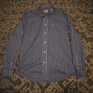 Dockers Button Up Shirt Casual Business Casual Blue and White Checkered Pattern